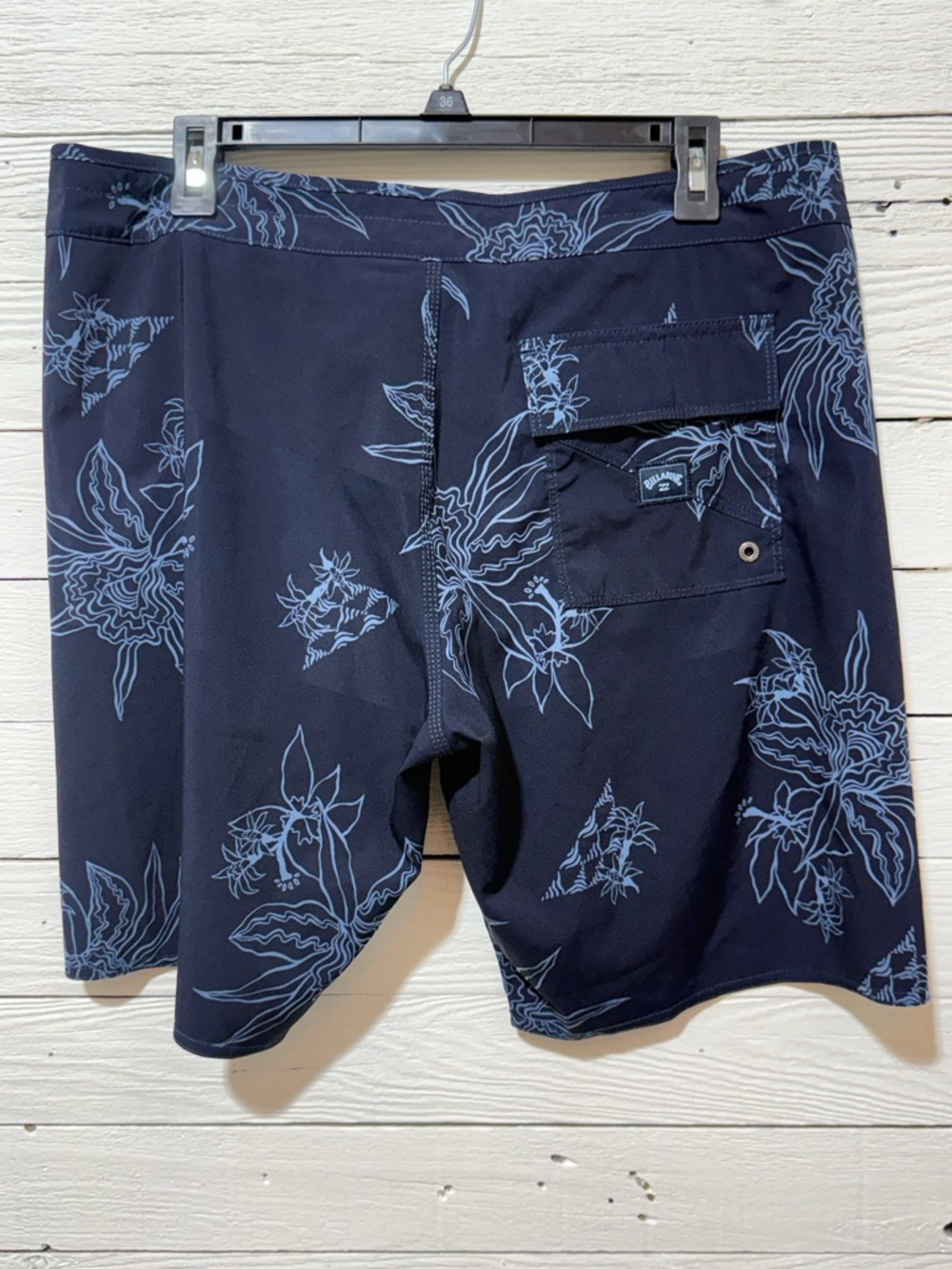 Billabong Navy Swim Board Shorts with Light Blue Floral Print - Picture 6 of 6